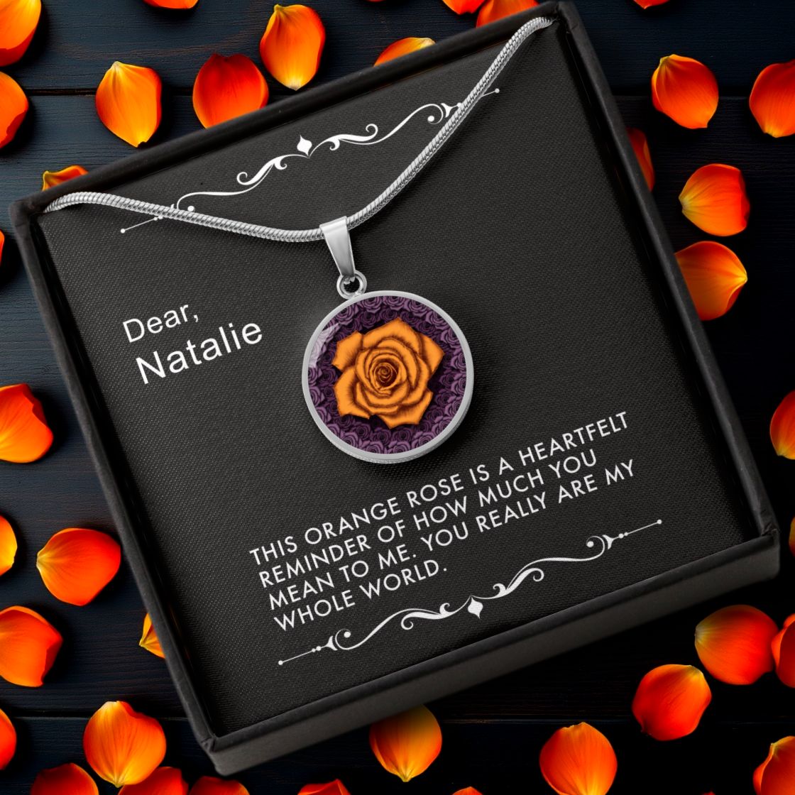 The Orange Rose Pendants With Message Cards