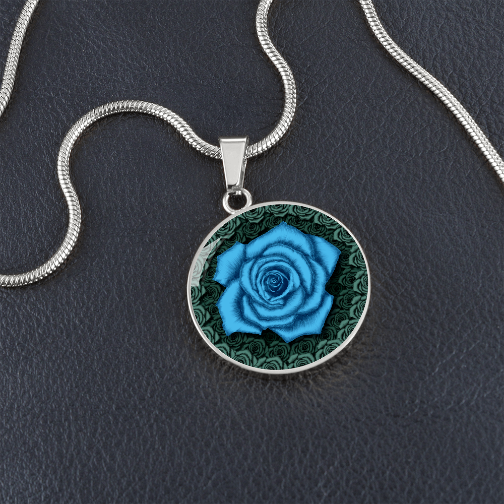 Circle Rose Pendant Necklaces