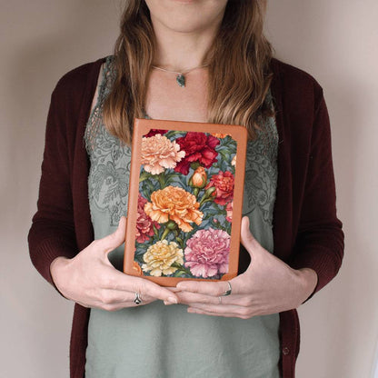 Colorful Carnations On A Vegan Leather Journal