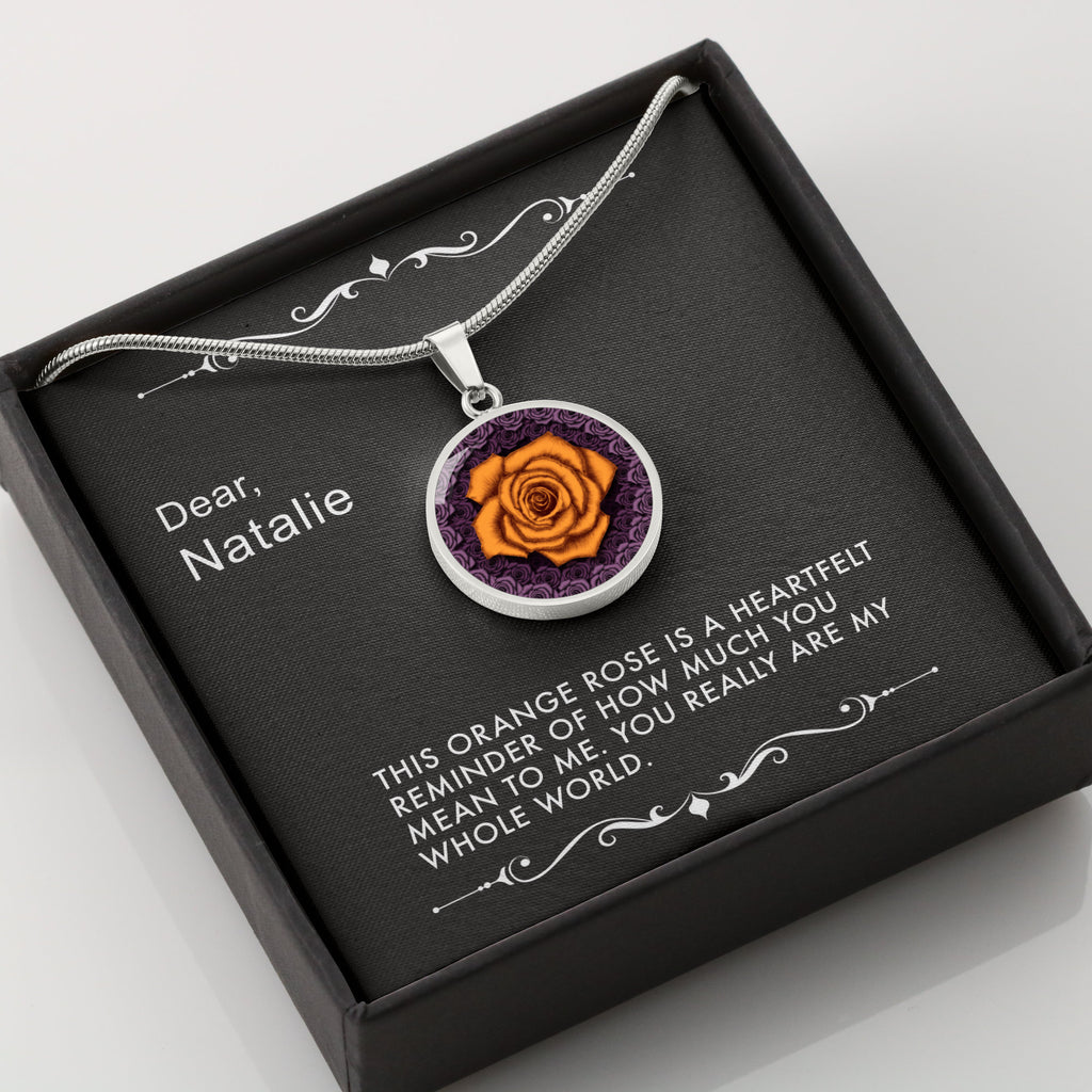 You Mean the World-The Orange Rose Pendant Necklace