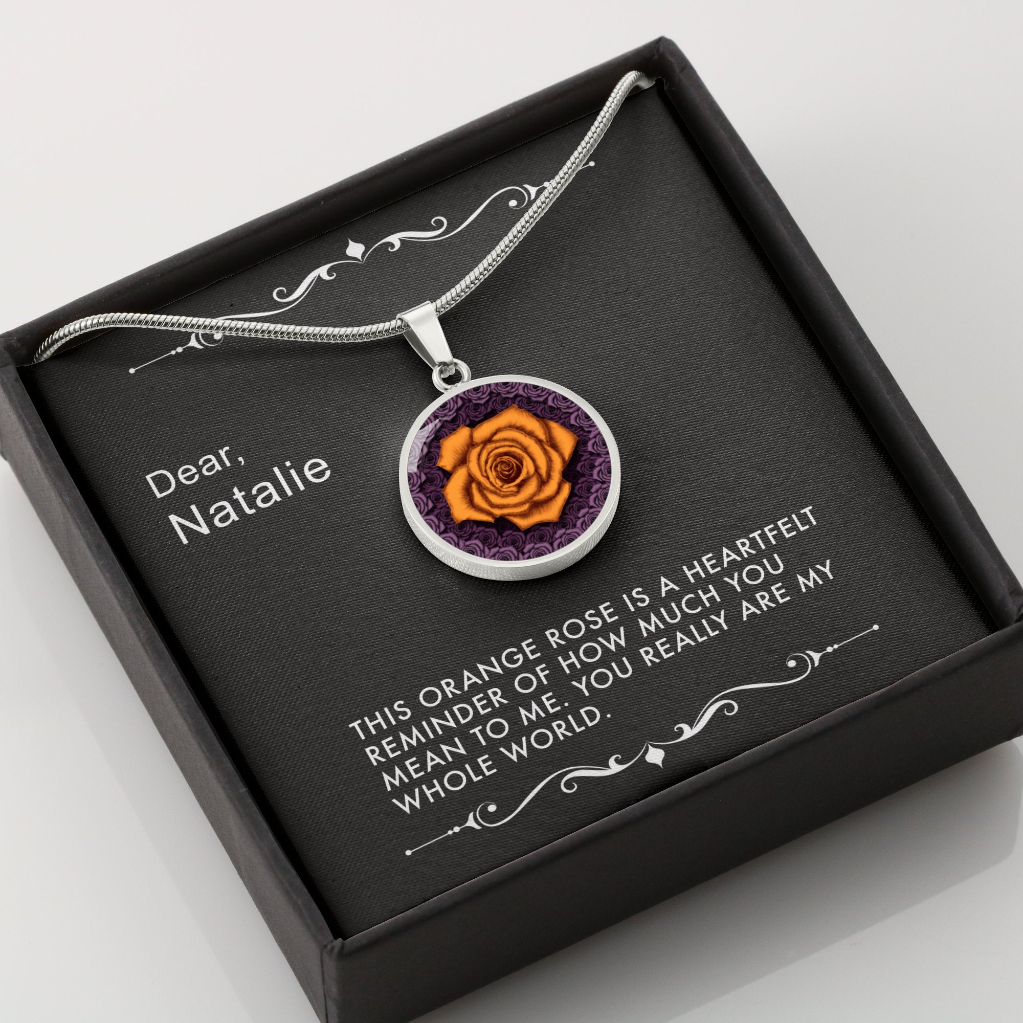 You Mean the World-The Orange Rose Pendant Necklace