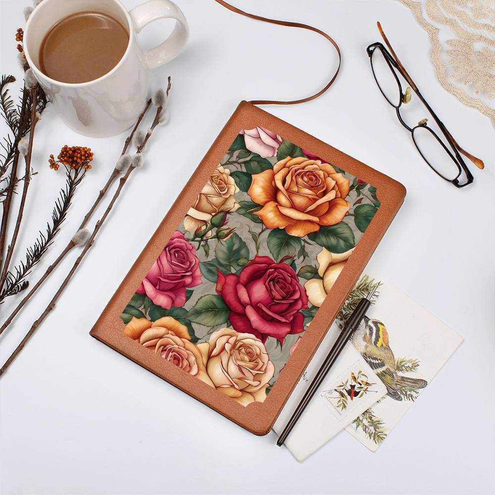 Colorful Roses On A Vegan Leather Journal