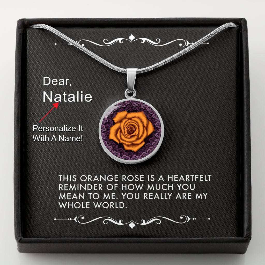 You Mean the World-The Orange Rose Pendant Necklace