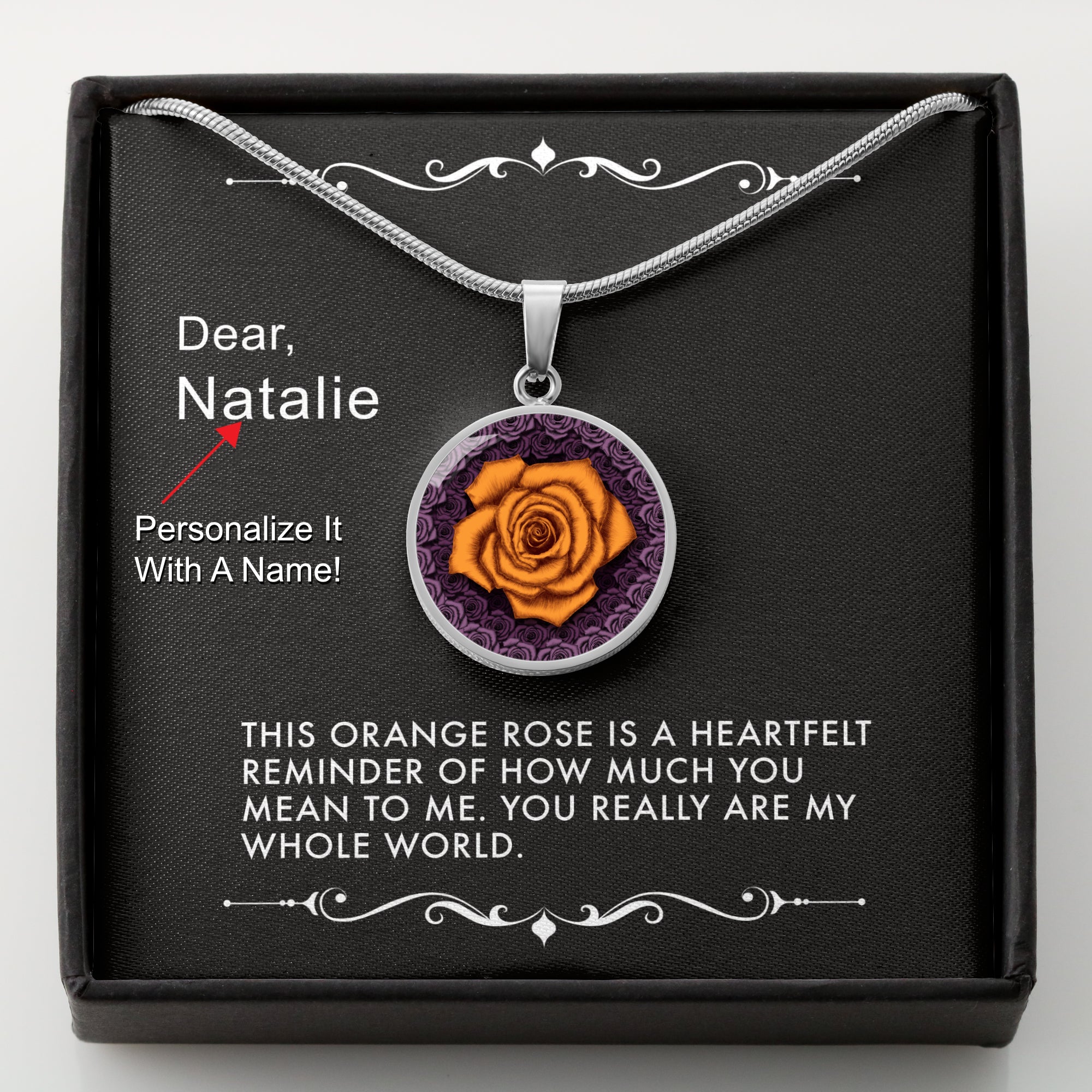 You Mean the World-The Orange Rose Pendant Necklace