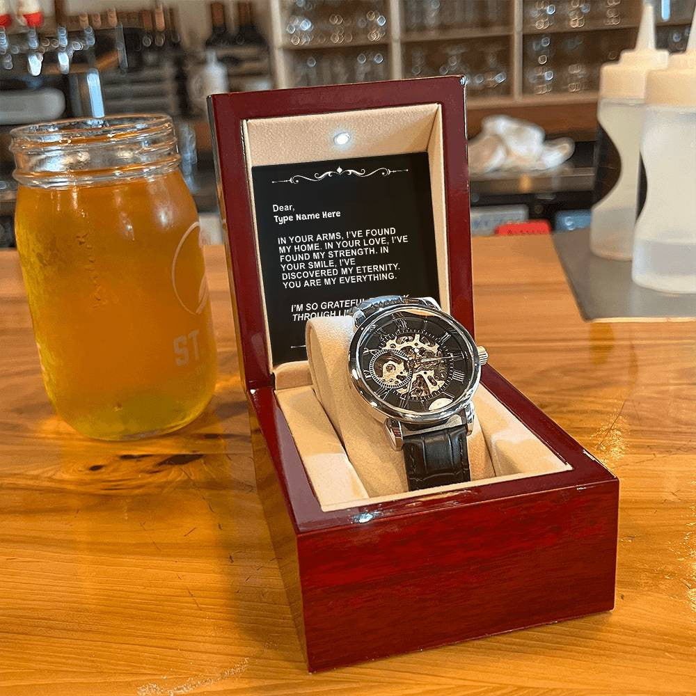 Eternally Yours - Men's Openwork Watch With Personalize Message Card