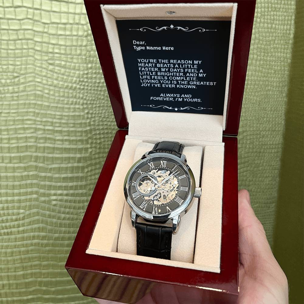 Always Yours - Men's Openwork Watch With Personalize Message Card