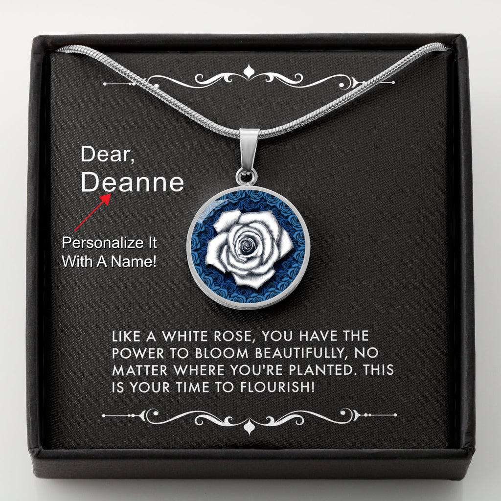 Bloom & Flourish-The White Rose Pendant Necklace