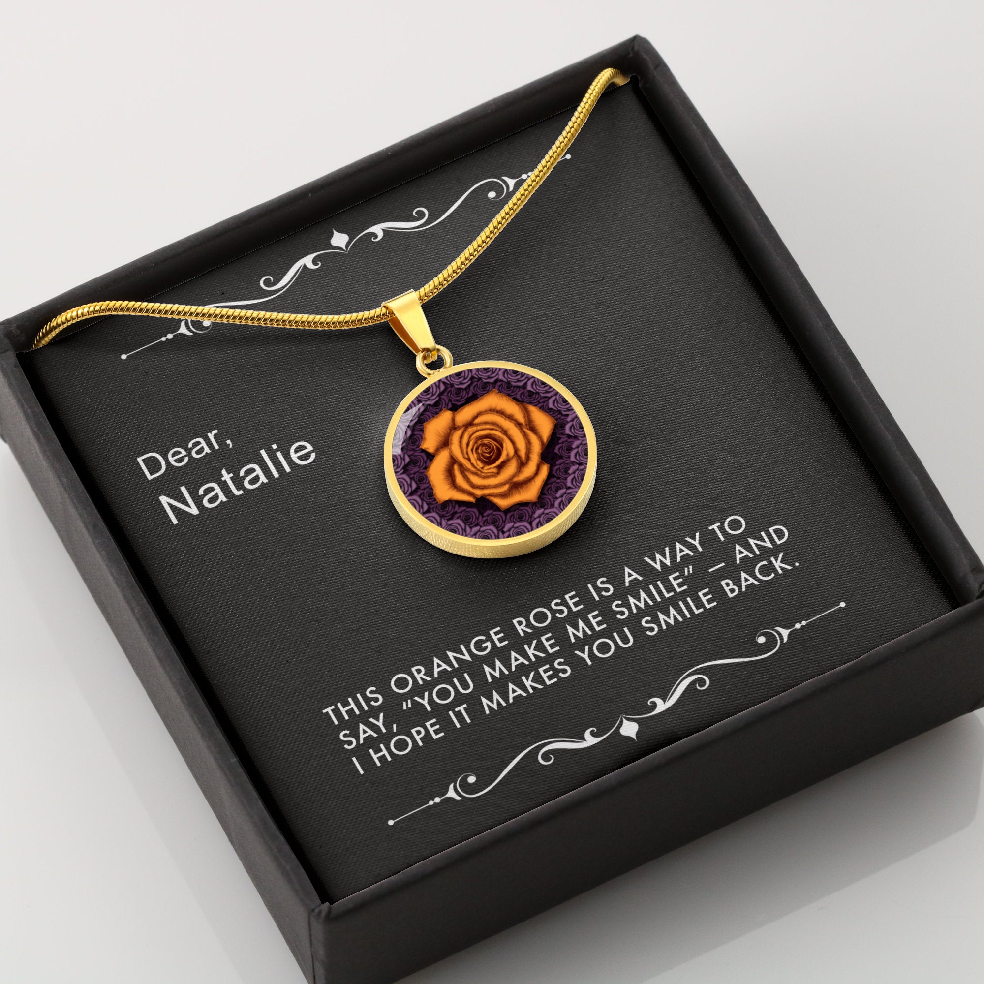 A Smile for You-The Orange Rose Pendant Necklace