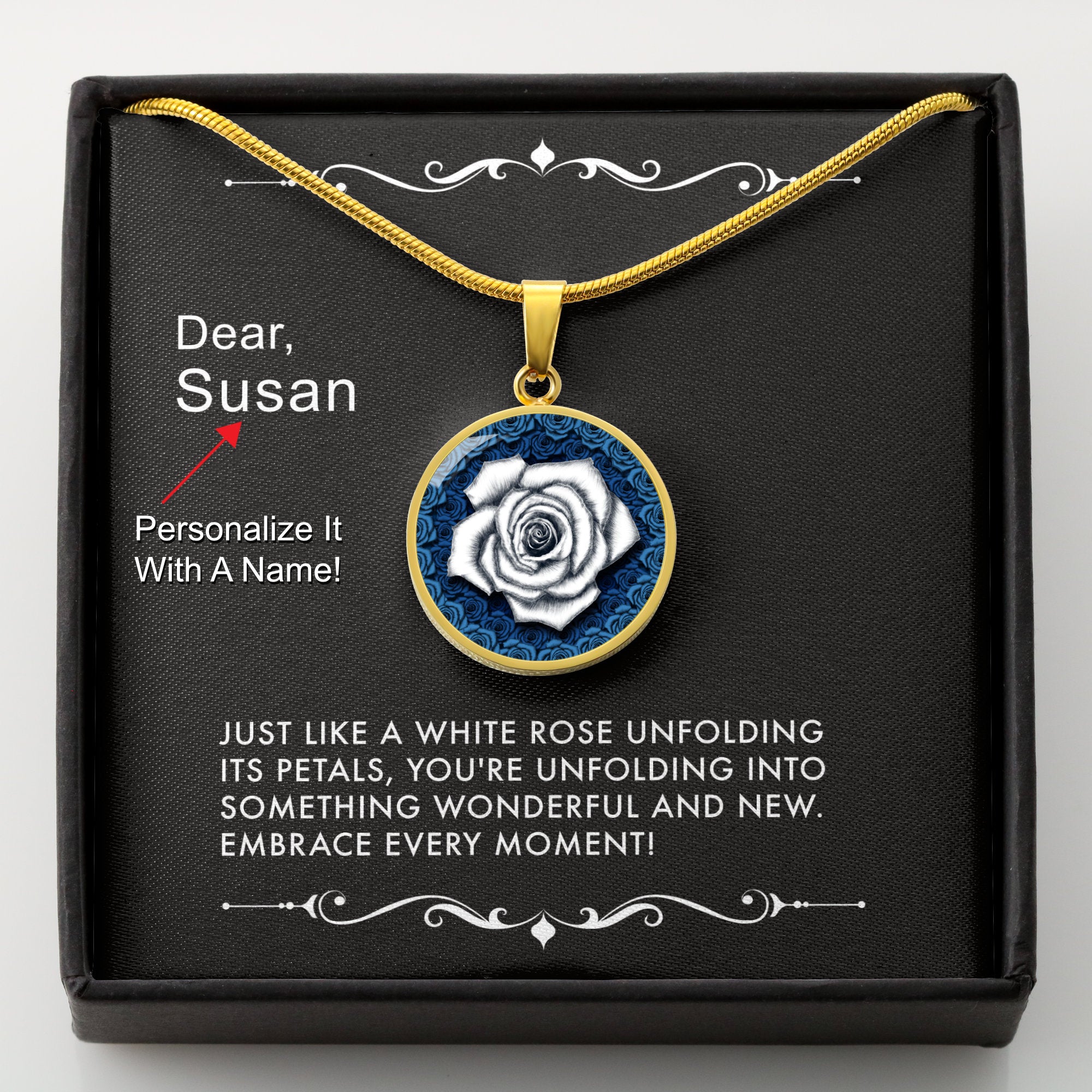 Unfolding Wonders-The White Rose Pendant Necklace