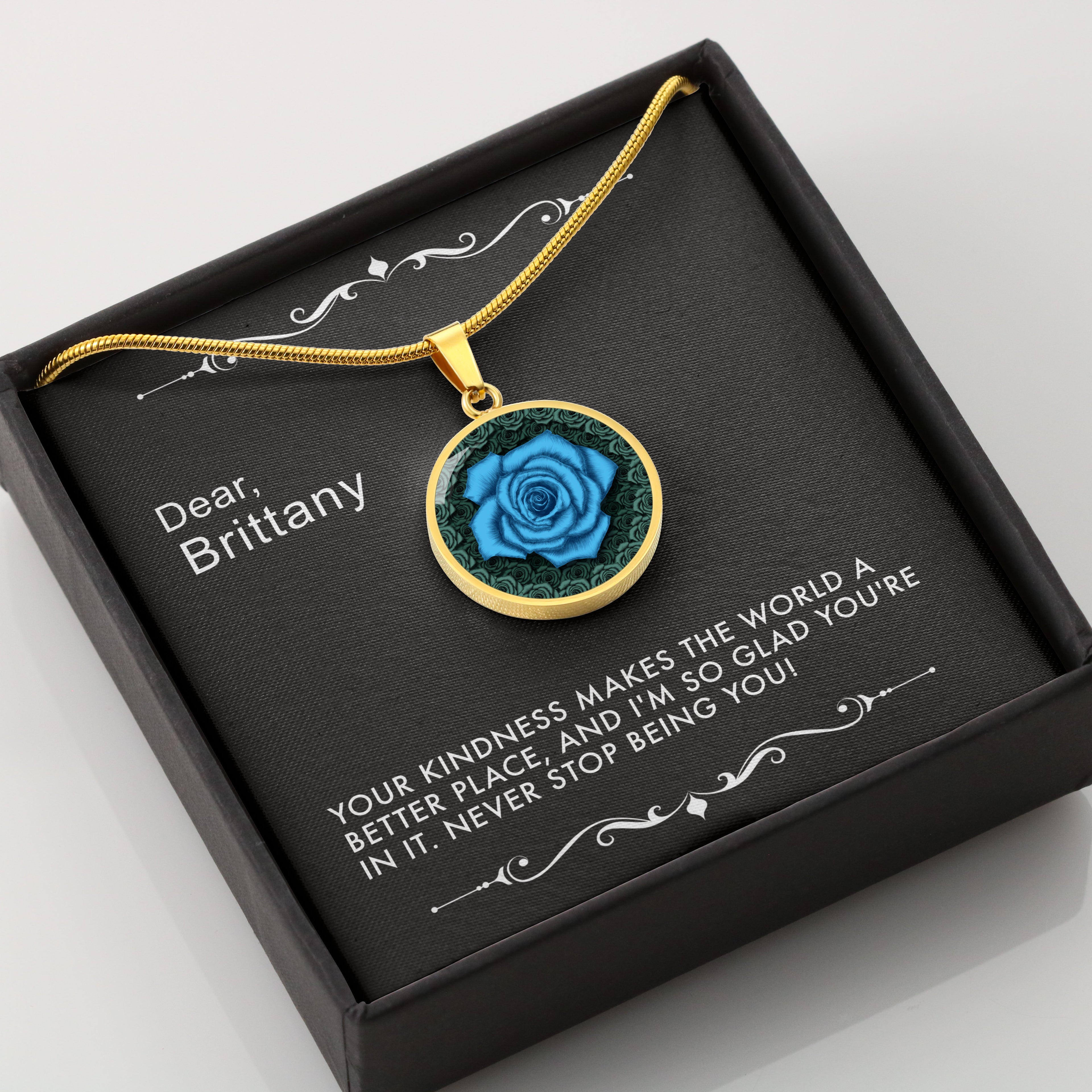 Kindness Changes Everything-The Blue Rose Pendant Necklace