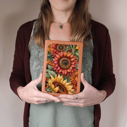 Colorful Sunflowers On A Vegan Leather Journal