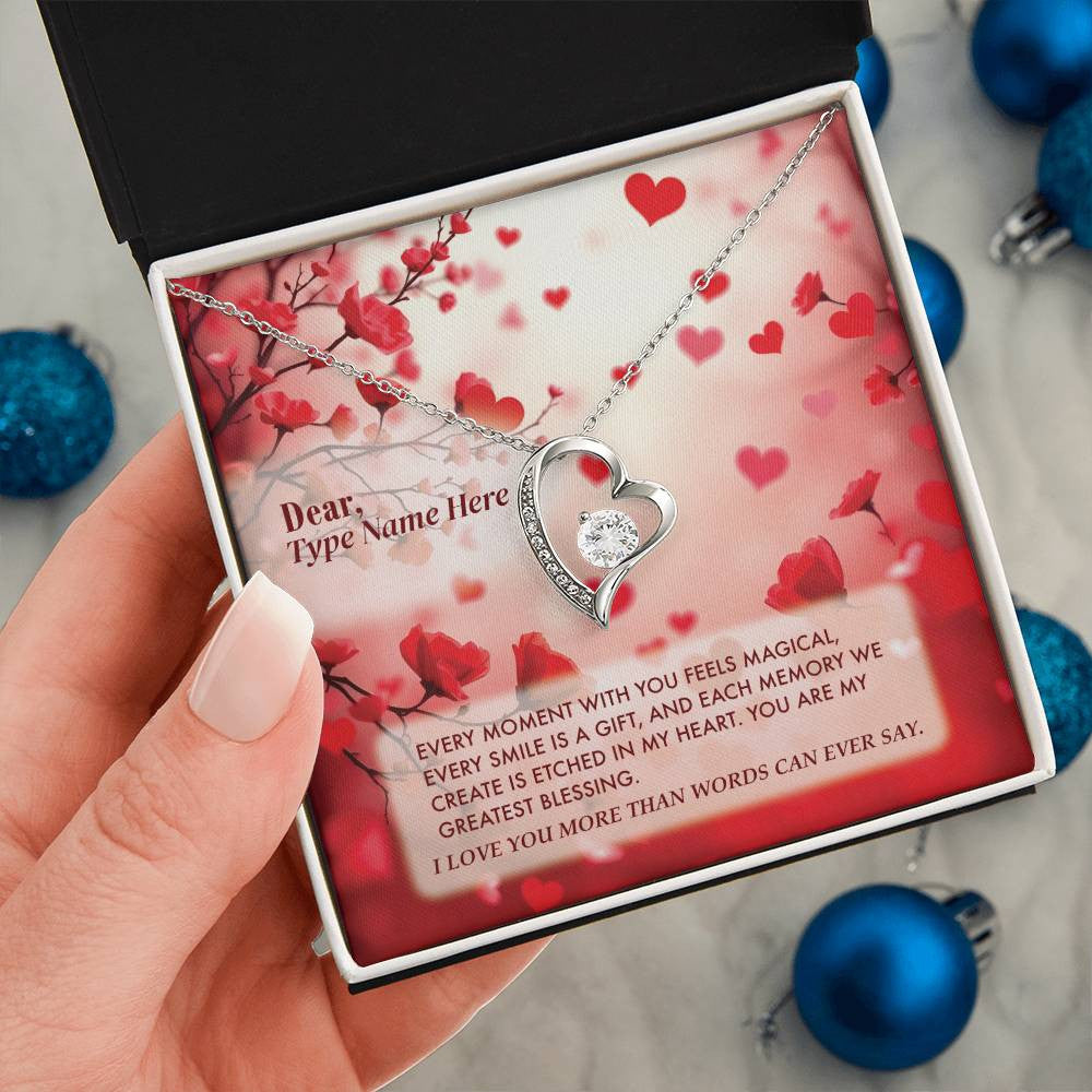 Love Beyond Words - Forever Love Necklace With Personalize Message Card