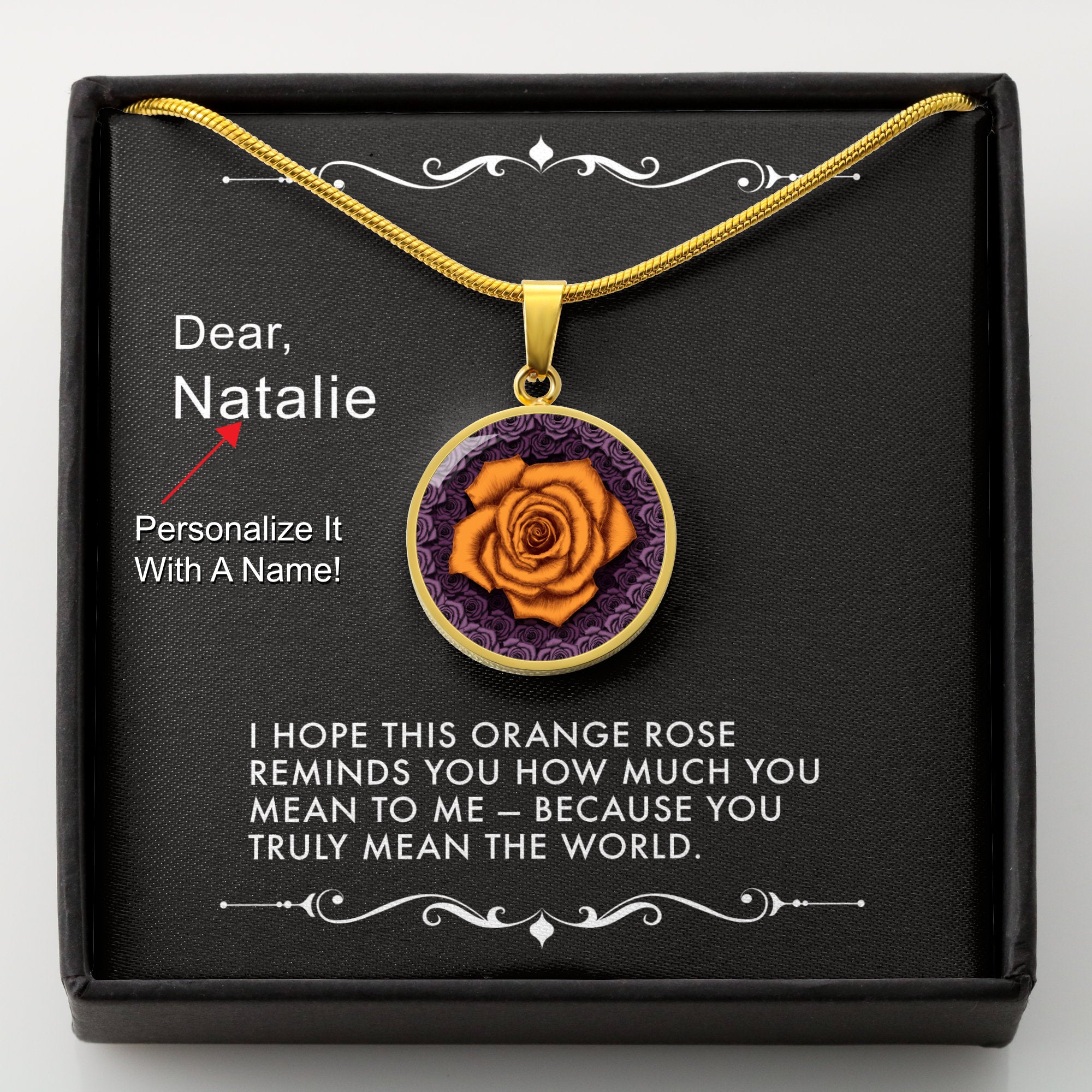 You Mean the World-The Orange Rose Pendant Necklace