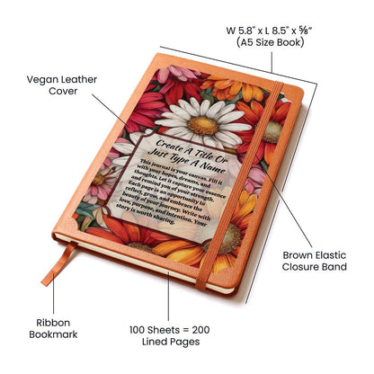 Colorful Daisies On A Vegan Leather Journal