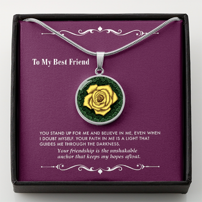 The Yellow Rose Friendship Circle Pendant Necklace 4