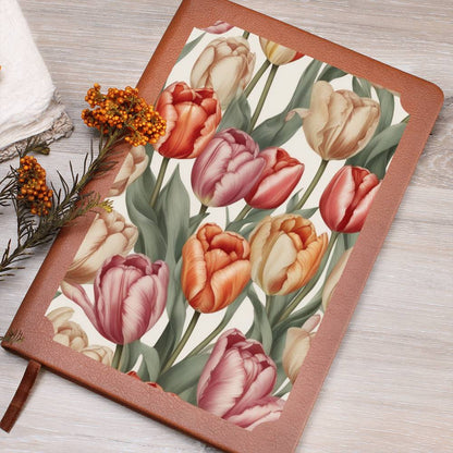 Colorful Tulips On A Vegan Leather Journal