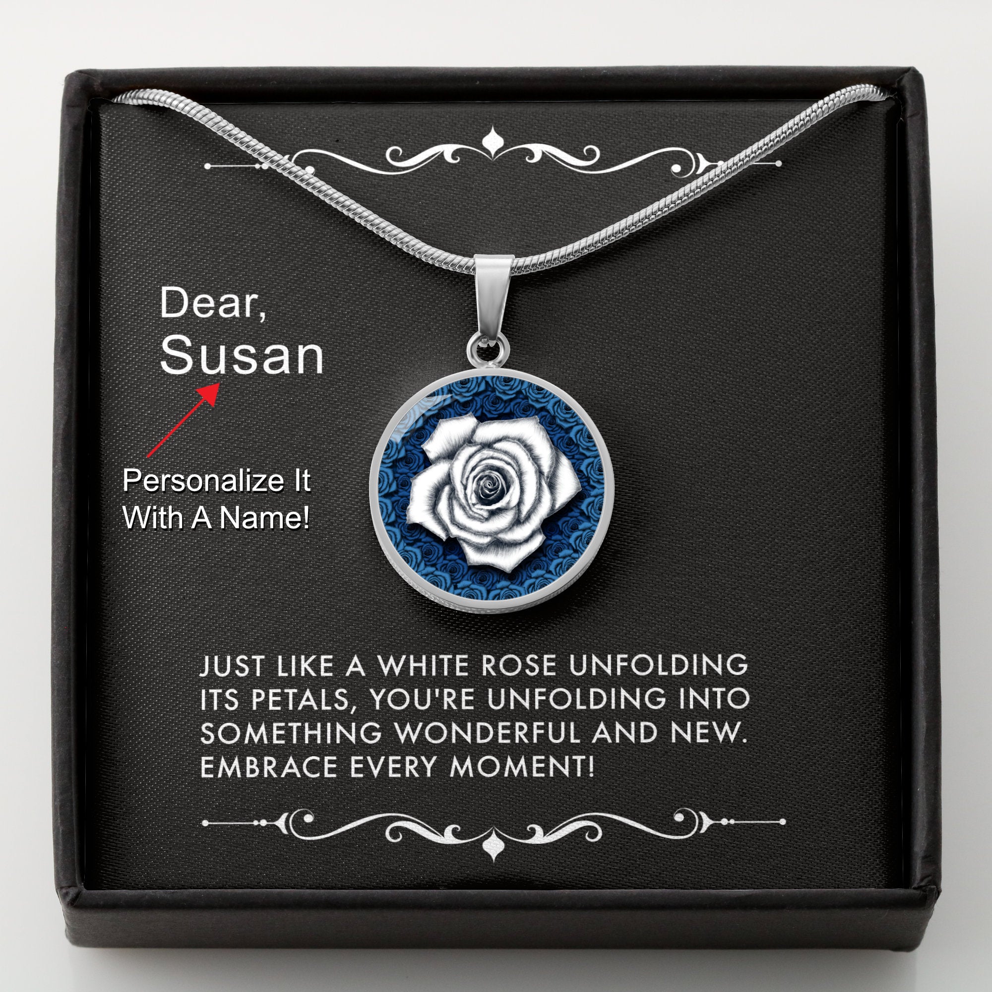 Unfolding Wonders-The White Rose Pendant Necklace