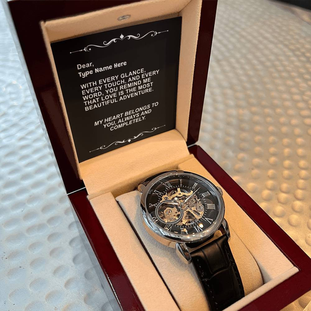 Beautiful Adventure - Men's Openwork Watch With Personalize Message Card
