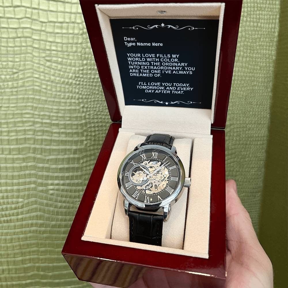 Extraordinary Love - Men's Openwork Watch With Personalize Message Card