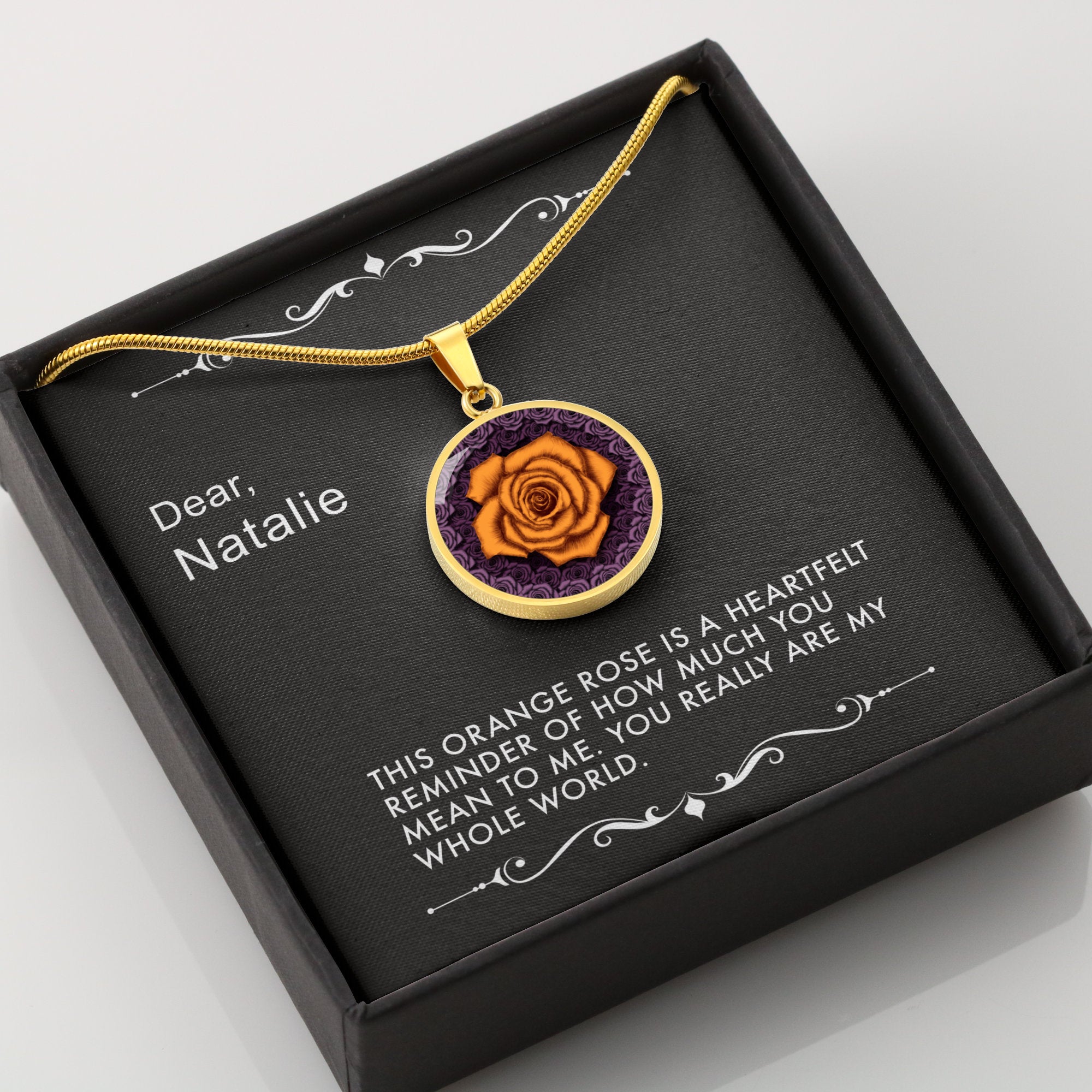 You Mean the World-The Orange Rose Pendant Necklace