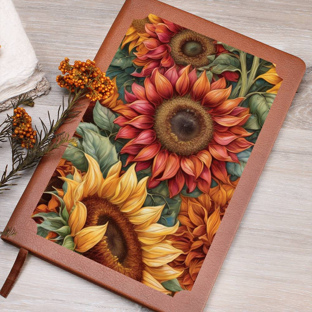 Colorful Sunflowers On A Vegan Leather Journal