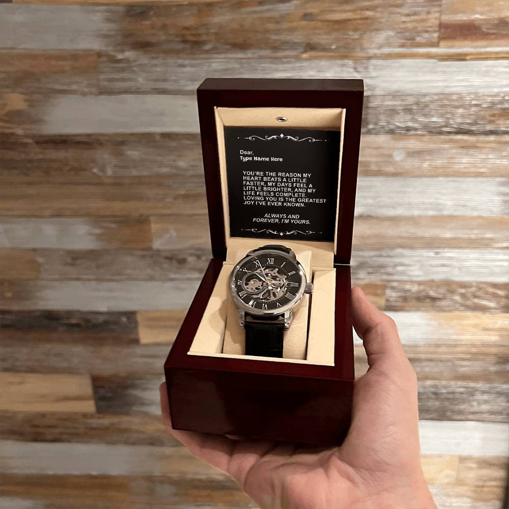 Always Yours - Men's Openwork Watch With Personalize Message Card