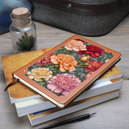 Colorful Carnations On A Vegan Leather Journal