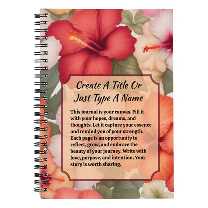 Hibiscus Roses 6"x8" Spiral Notebook - Personalize It