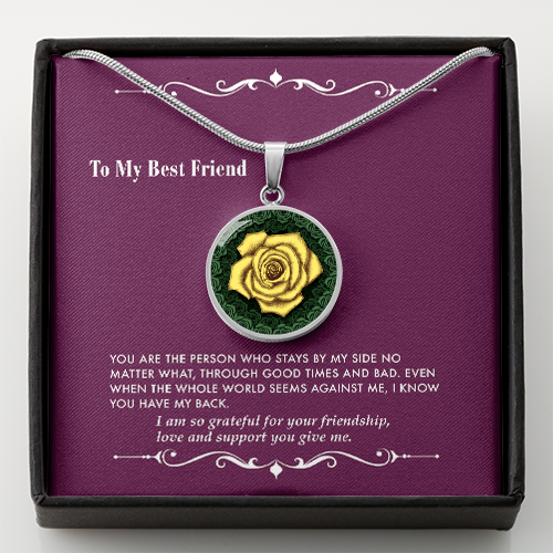 The Yellow Rose Friendship Circle Pendant Necklace 1