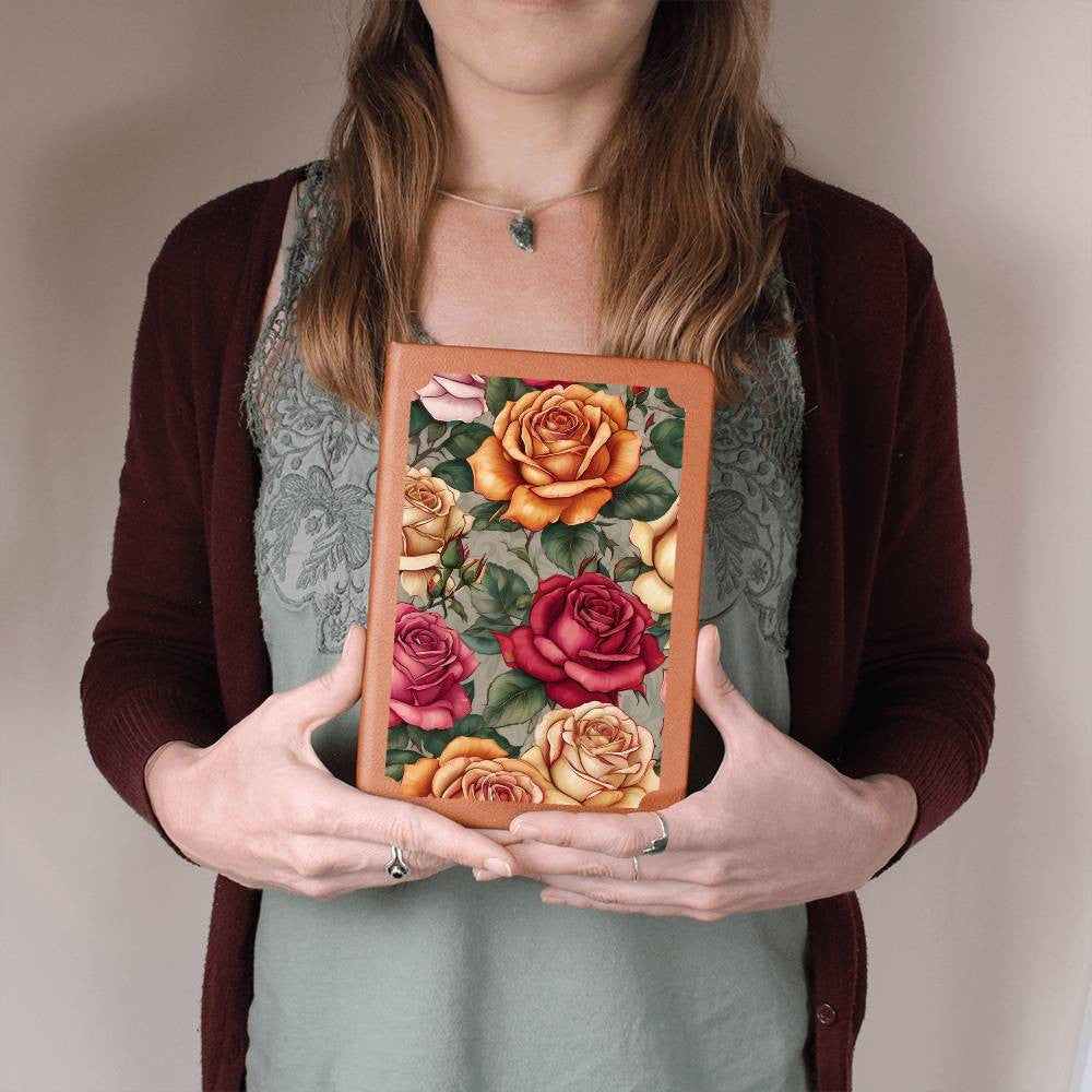 Colorful Roses On A Vegan Leather Journal