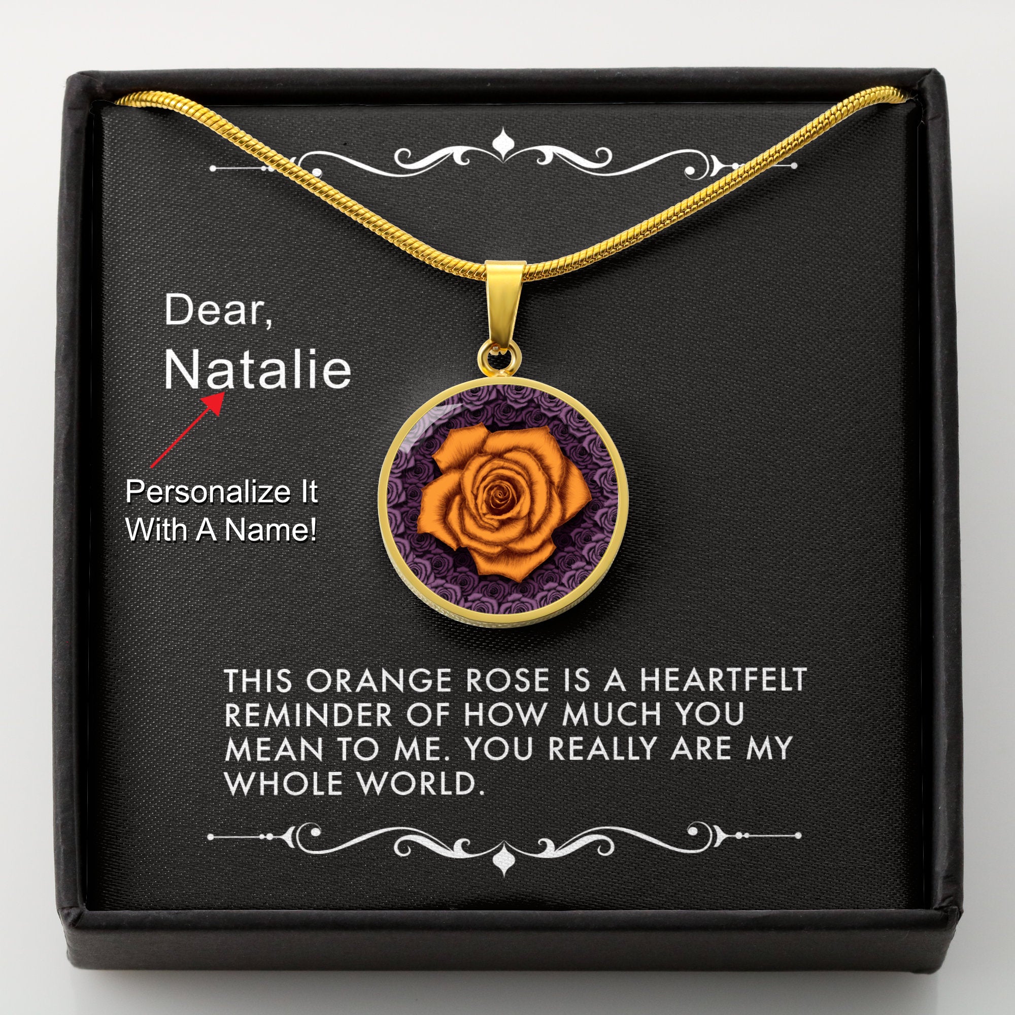 A Smile for You-The Orange Rose Pendant Necklace