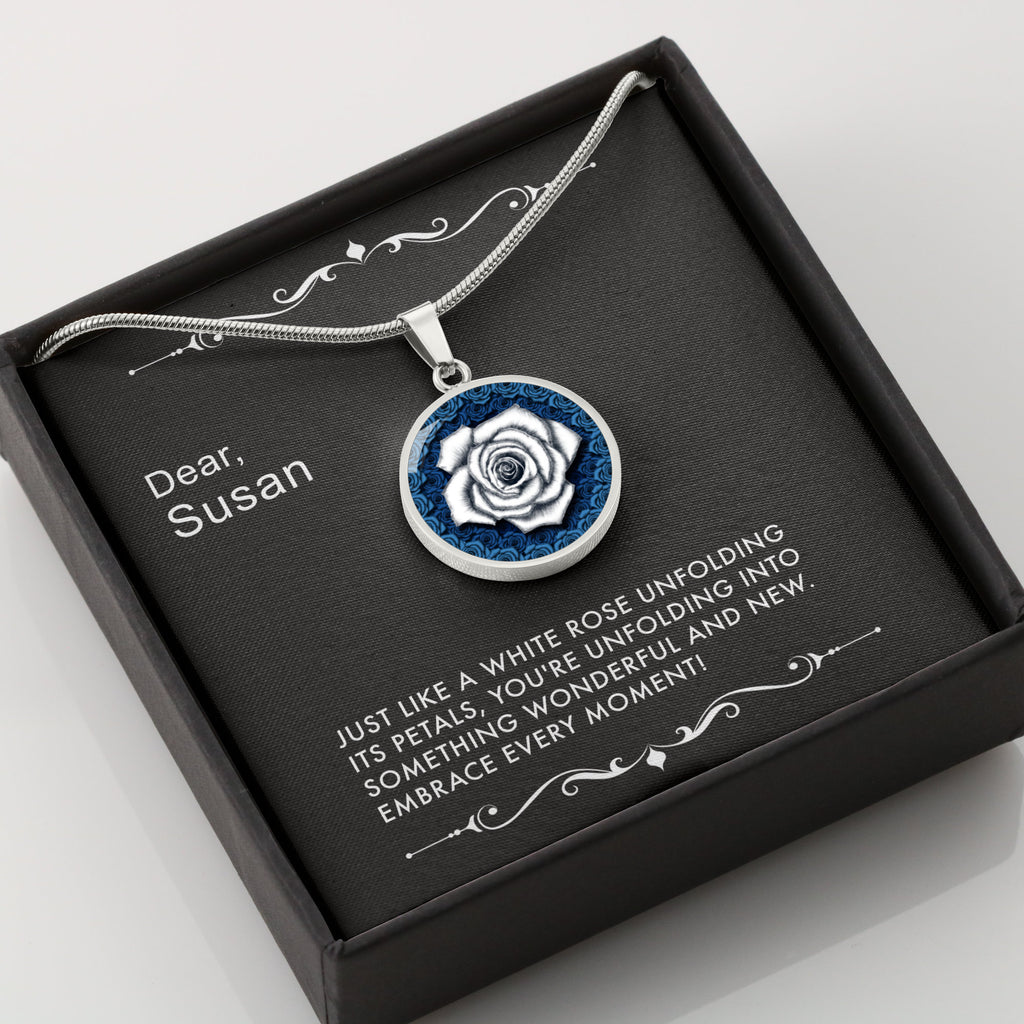 Unfolding Wonders-The White Rose Pendant Necklace