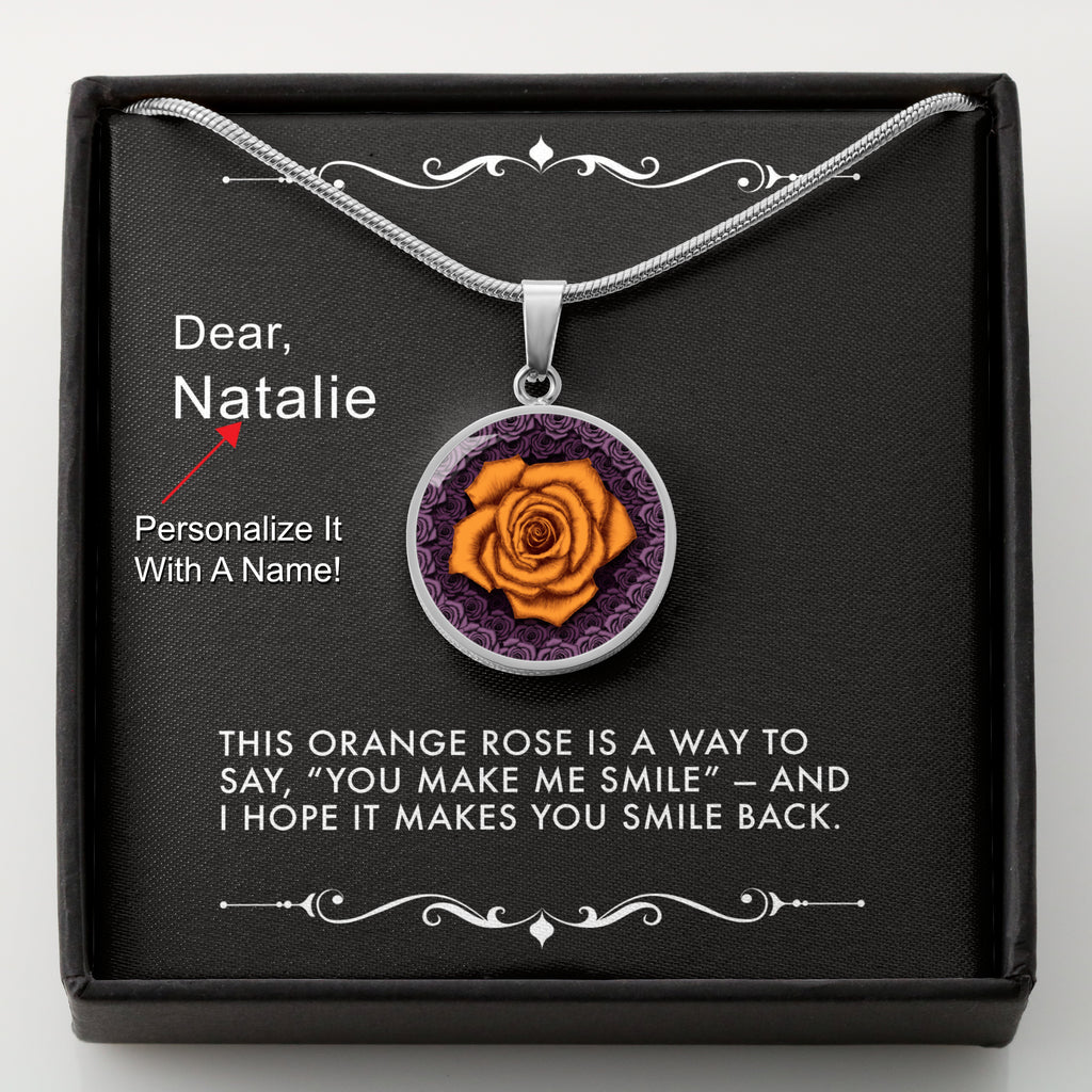 A Smile for You-The Orange Rose Pendant Necklace