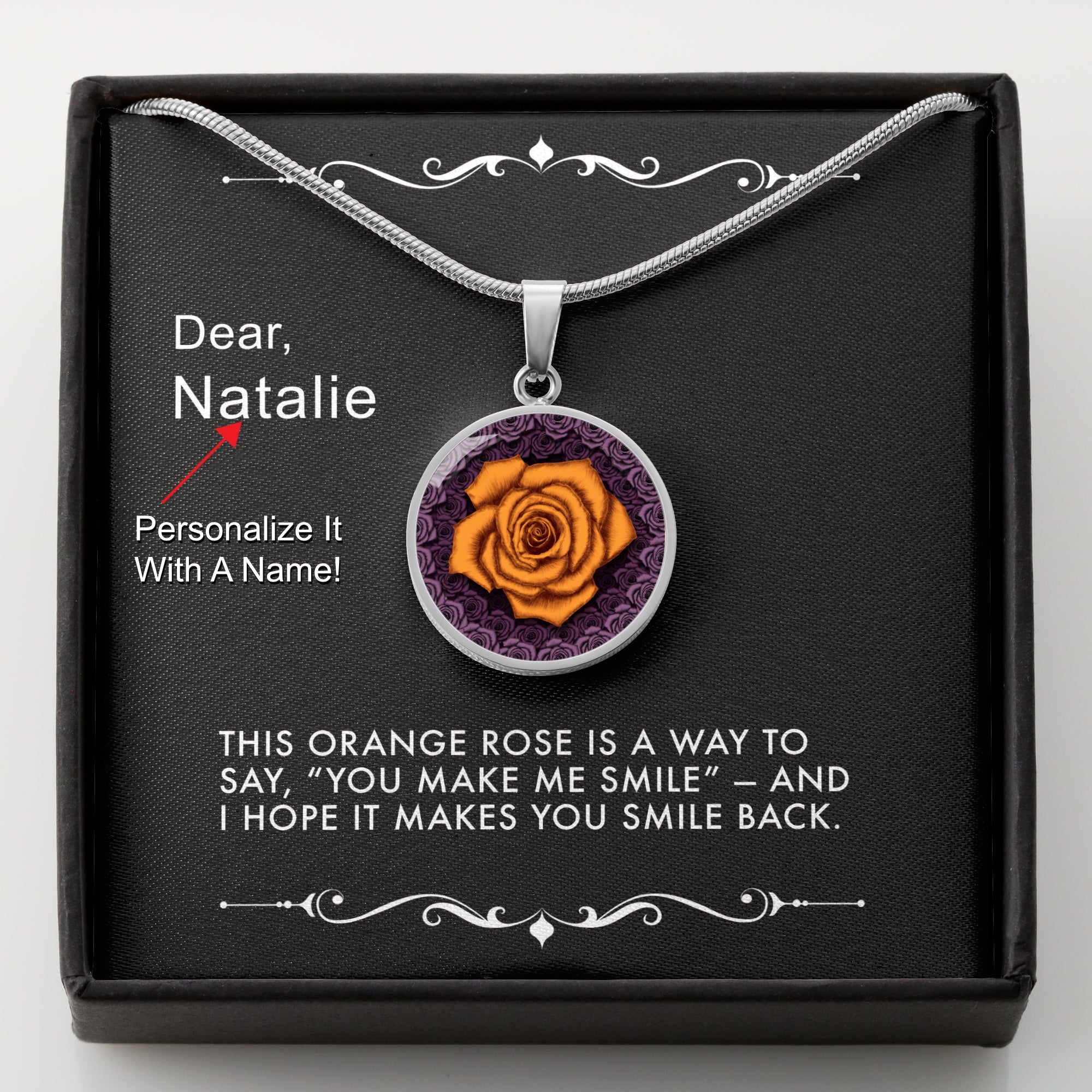 A Smile for You-The Orange Rose Pendant Necklace