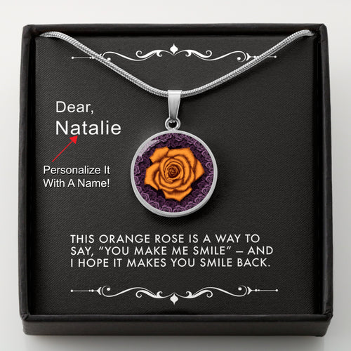 A Smile for You-The Orange Rose Pendant Necklace