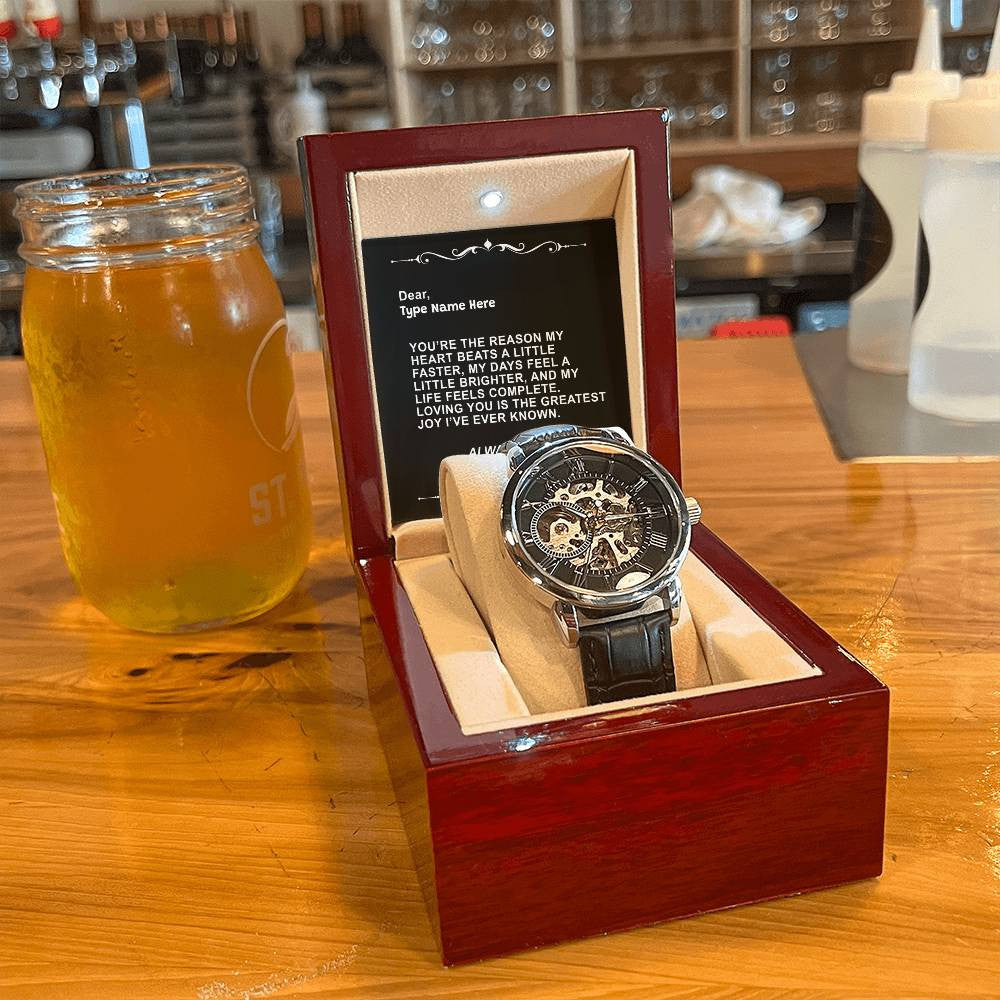 Always Yours - Men's Openwork Watch With Personalize Message Card