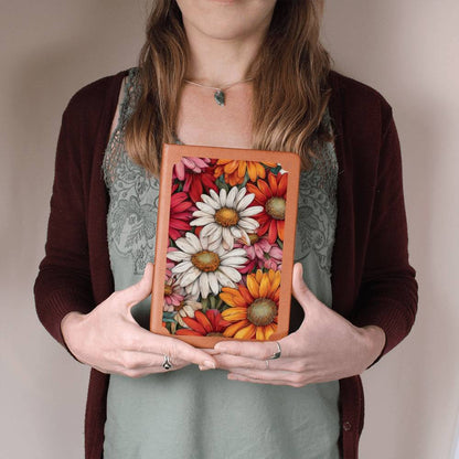 Colorful Daisies On A Vegan Leather Journal