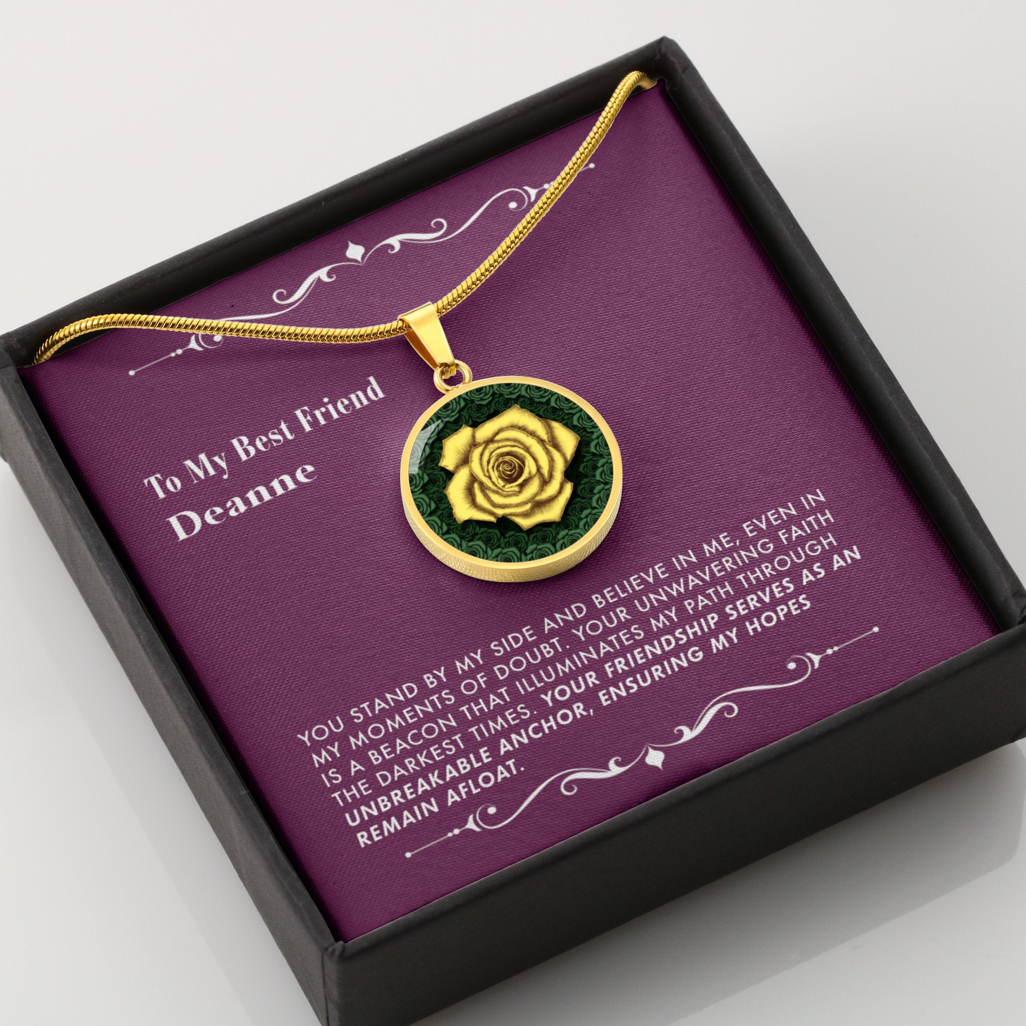 You Support and Believe In Me - The Yellow Rose Friendship Pendant Necklace