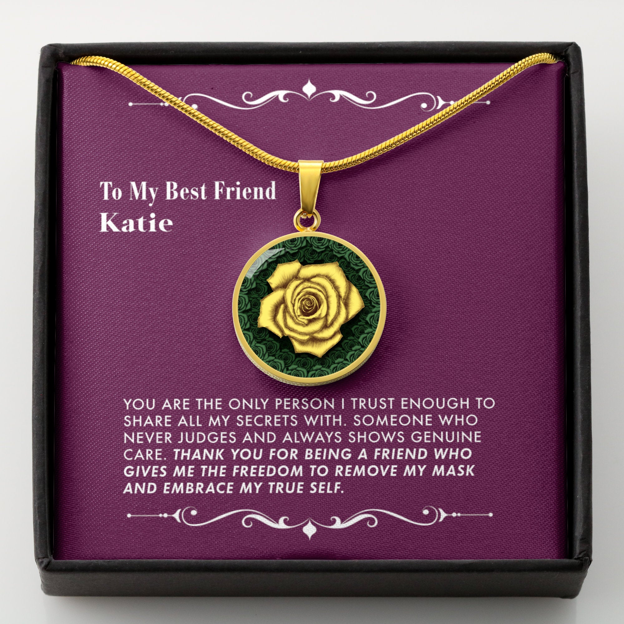 The One True Friend I can Trust - The Yellow Rose Friendship Pendant Necklace