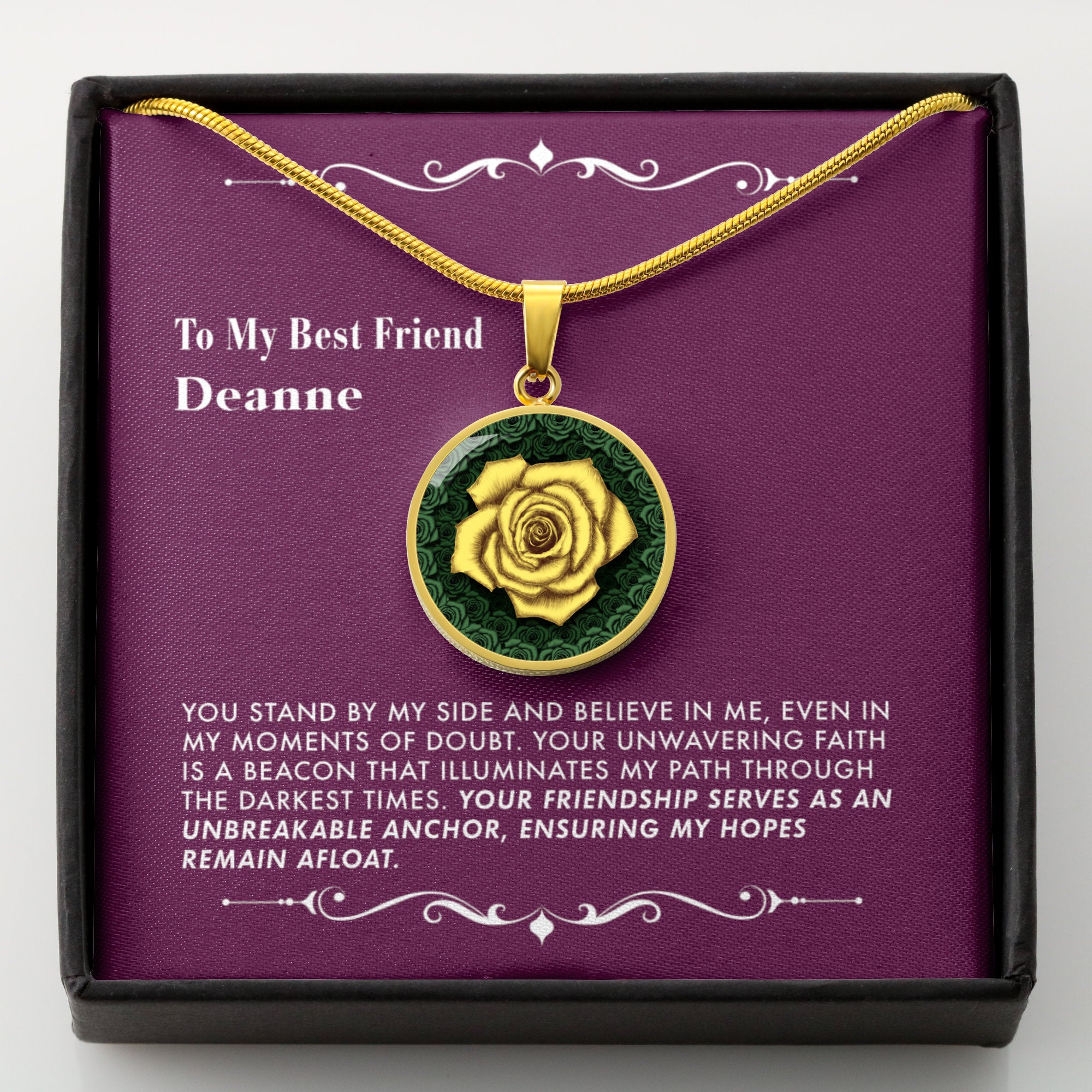 You Support and Believe In Me - The Yellow Rose Friendship Pendant Necklace