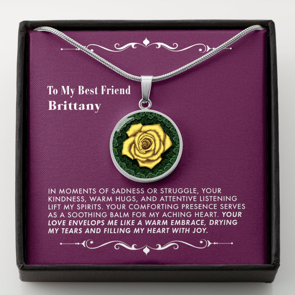 Your Attentive Listening Lifts my Spirits - The Yellow Rose Friendship Pendant Necklace