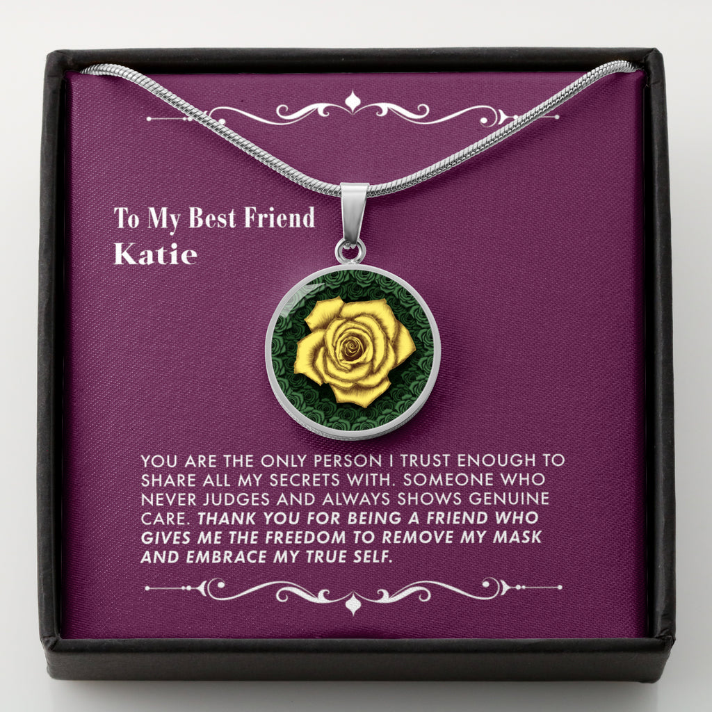 The One True Friend I can Trust - The Yellow Rose Friendship Pendant Necklace