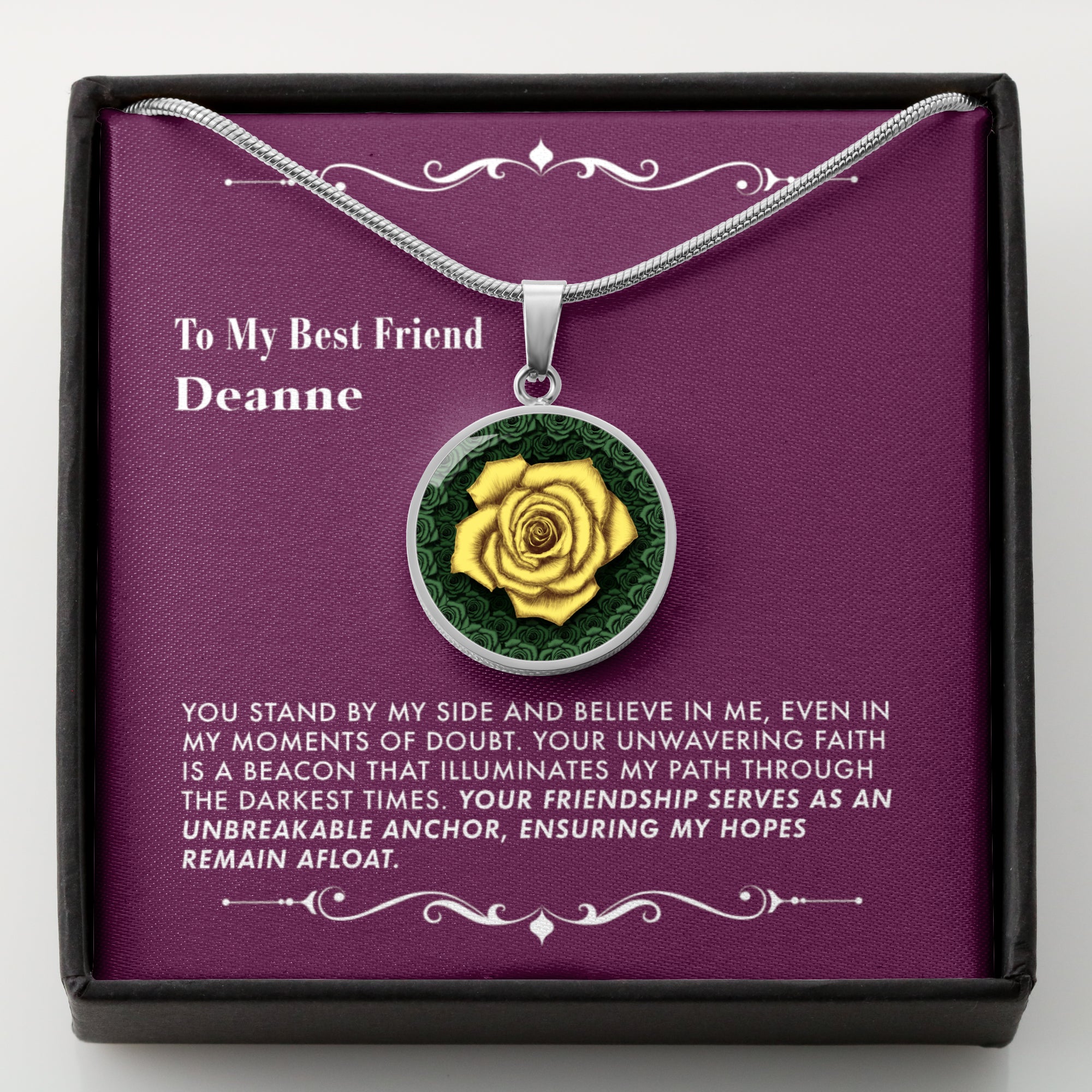 Personalize It In Your Own Words - The Yellow Rose Friendship Pendant Necklace