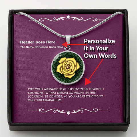 The Yellow Rose Friendship Circle Pendant Necklace - Personalize It In Your Own Words