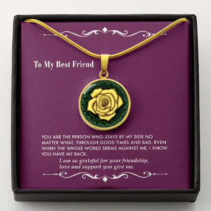 The Yellow Rose Friendship Circle Pendant Necklace 1