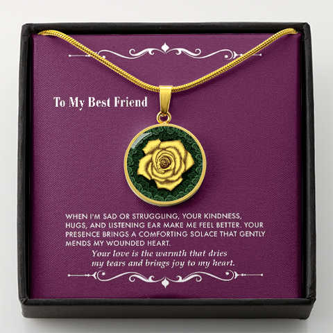 The Yellow Rose Friendship Circle Pendant Necklace 3