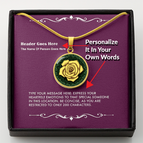 Personalize It In Your Own Words - The Yellow Rose Friendship Pendant Necklace