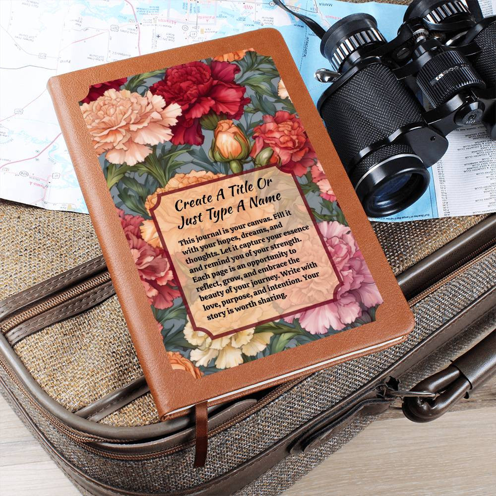 Colorful Carnations On A Vegan Leather Journal