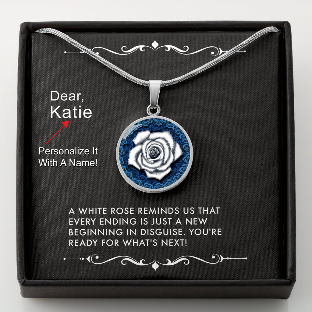 New Beginnings-The White Rose Pendant Necklace