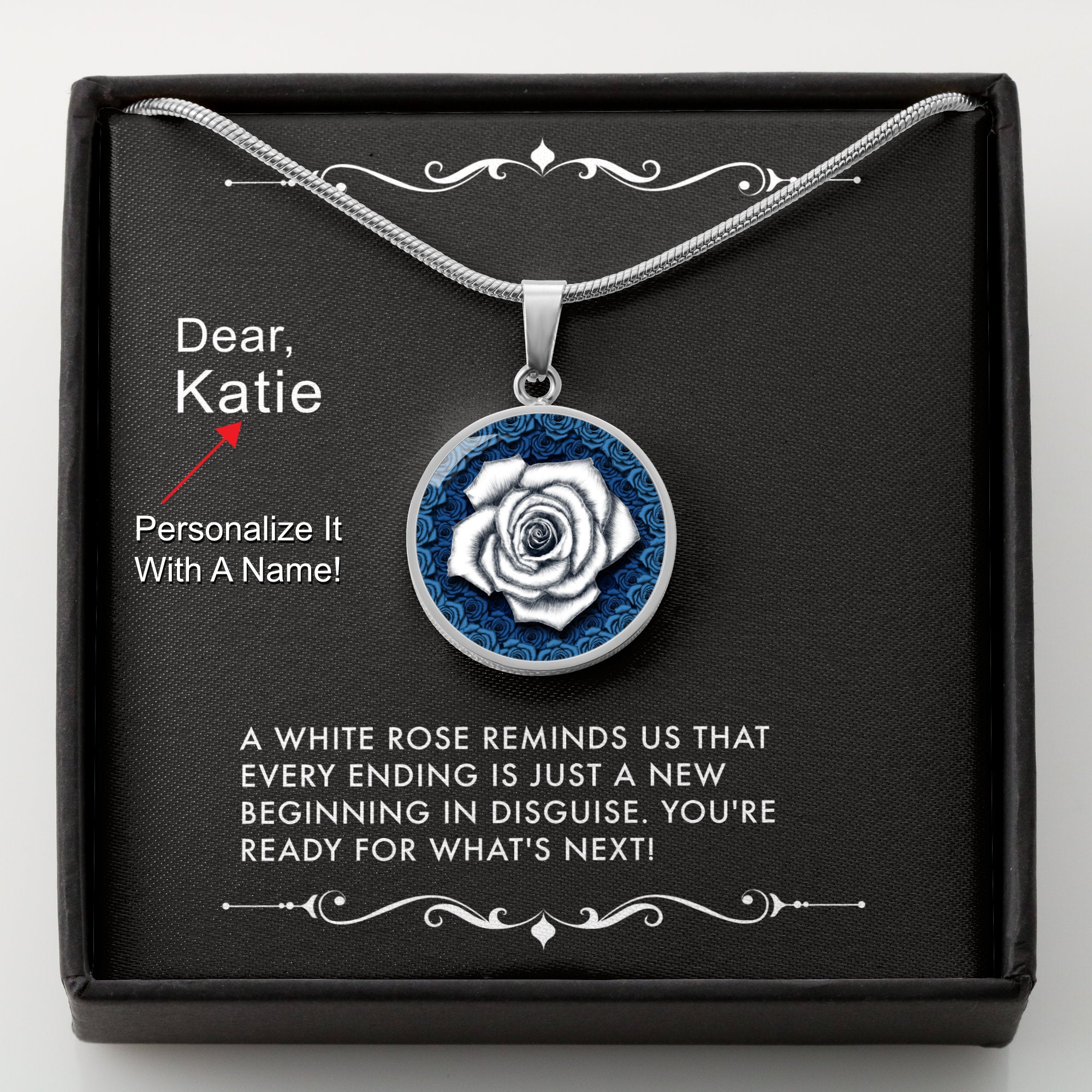 New Beginnings-The White Rose Pendant Necklace